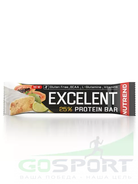Протеиновый батончик NUTREND Excelent Protein Bar 85 г, Лайм-Папайя Протеиновый батончик NUTREND Excelent Protein Bar 85 г, Лайм-Папайя