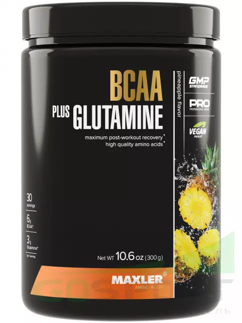 BCAA + Glutamin MAXLER BCAA 6000 mg + Glutamine 300 г, Ананас BCAA + Glutamin MAXLER BCAA 6000 mg + Glutamine 300 г, Ананас