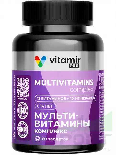 Витаминный комплекс VITAMIR PRO Мультивитамины комплекс 60 таблеток Витаминный комплекс VITAMIR PRO Мультивитамины комплекс 60 таблеток