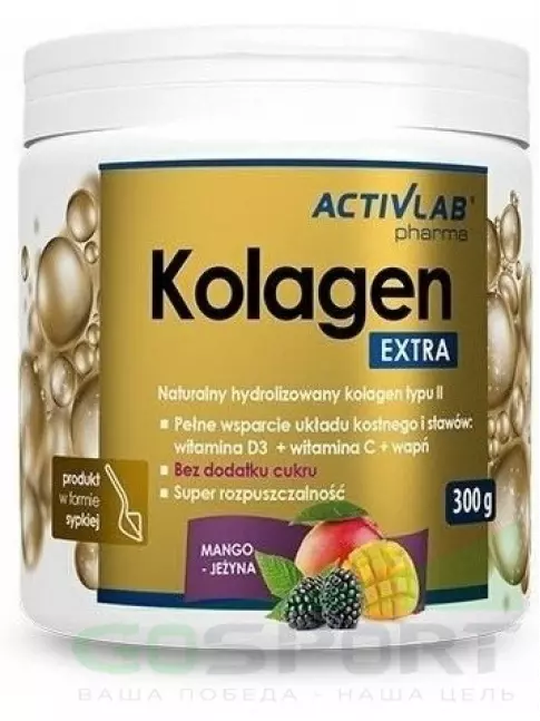 Коллаген гидролизованный ActivLab Collagen EXTRA 300 г, Манго-Ежевика