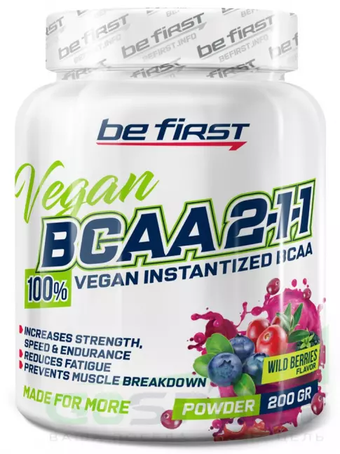 BCAA Be First BCAA 2:1:1 Vegan powder 200 г, Лесные ягоды BCAA Be First BCAA 2:1:1 Vegan powder 200 г, Лесные ягоды