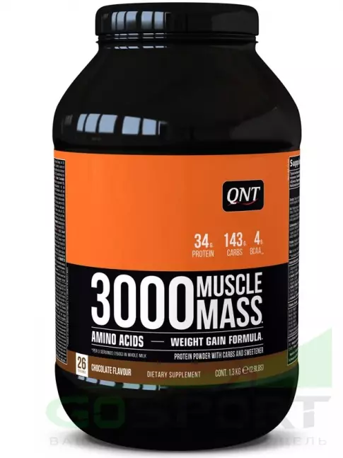 Гейнер QNT MUSCLE MASS 3000 1300 г, Шоколад Гейнер QNT MUSCLE MASS 3000 1300 г, Шоколад