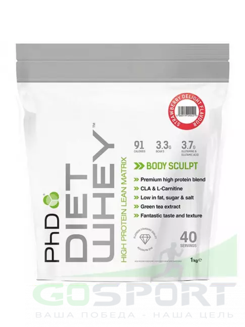 Заменитель питания PhD Nutrition Diet Whey Protein 1000 г, Восхитительная клубника Заменитель питания PhD Nutrition Diet Whey Protein 1000 г, Восхитительная клубника