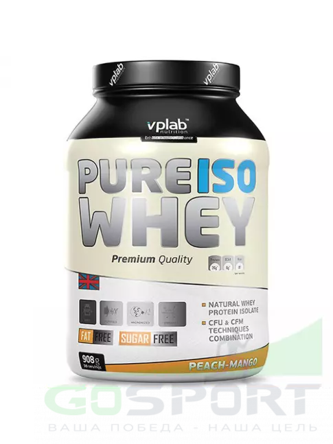 Сывороточный протеин VP Laboratory PURE ISO WHEY 908 гр, Персик-Манго Сывороточный протеин VP Laboratory PURE ISO WHEY 908 гр, Персик-Манго