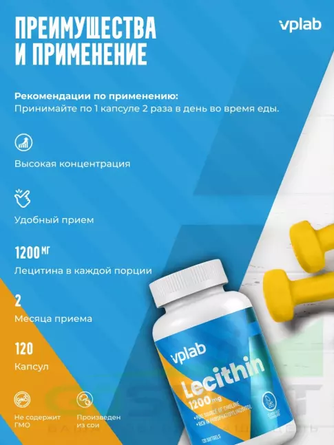 Лецитин VP Laboratory Lecithin 1200 мг 120 капсул Лецитин VP Laboratory Lecithin 1200 мг 120 капсул