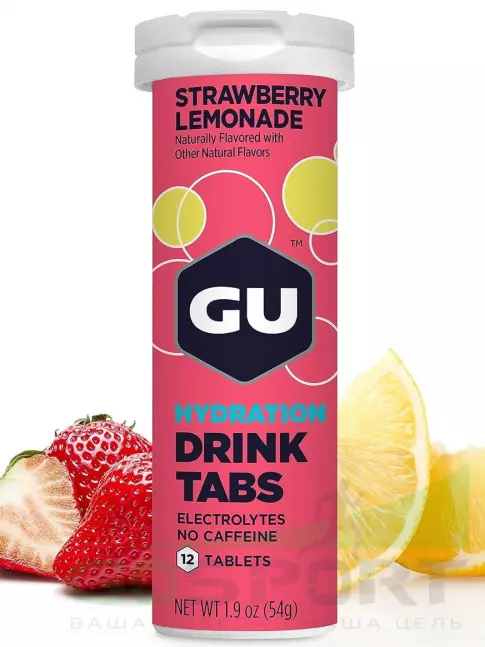 Изотоник GU Energy Labs GU HYDRATION DRINK TABS 1 x 12 таб, Клубничный лимонад Изотоник GU Energy Labs GU HYDRATION DRINK TABS 1 x 12 таб, Клубничный лимонад