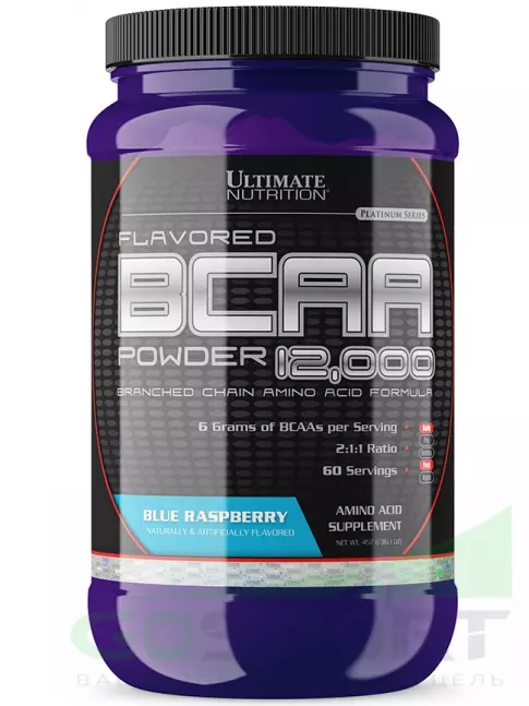 BCAA Ultimate Nutrition BCAA 12000 Powder 457 г, Голубая малина BCAA Ultimate Nutrition BCAA 12000 Powder 457 г, Голубая малина