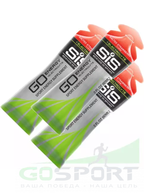 Гель питьевой SCIENCE IN SPORT (SiS) Go Energy + Electrolyte Gels 3 x 60 мл, Солёная клубника Гель питьевой SCIENCE IN SPORT (SiS) Go Energy + Electrolyte Gels 3 x 60 мл, Солёная клубника