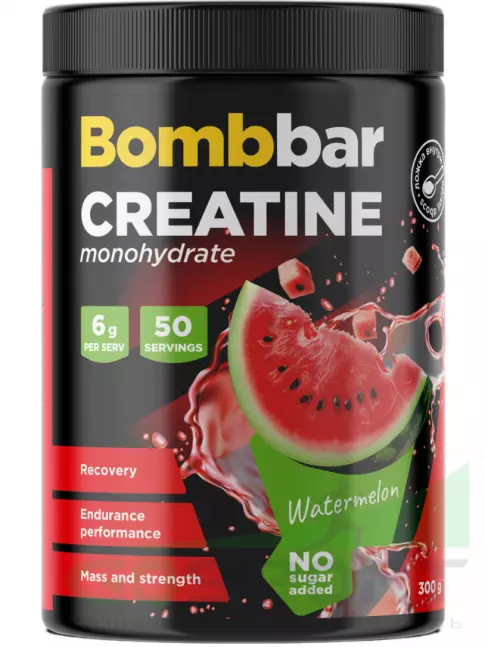 Креатин моногидрат BombBar Creatine monohydrate 5000 mg 300 г, Арбуз Креатин моногидрат BombBar Creatine monohydrate 5000 mg 300 г, Арбуз