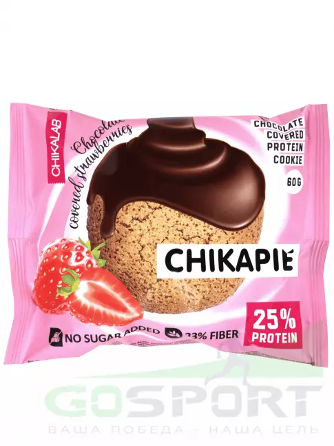 Протеиновый батончик Chikalab ChikaPie 60 г, Клубника в шоколаде