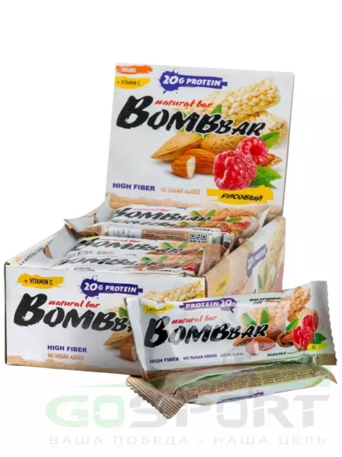Протеиновый батончик BombBar Протеиновый батончик Natural Bar 20 x 60 г, Рисовый Протеиновый батончик BombBar Протеиновый батончик Natural Bar 20 x 60 г, Рисовый