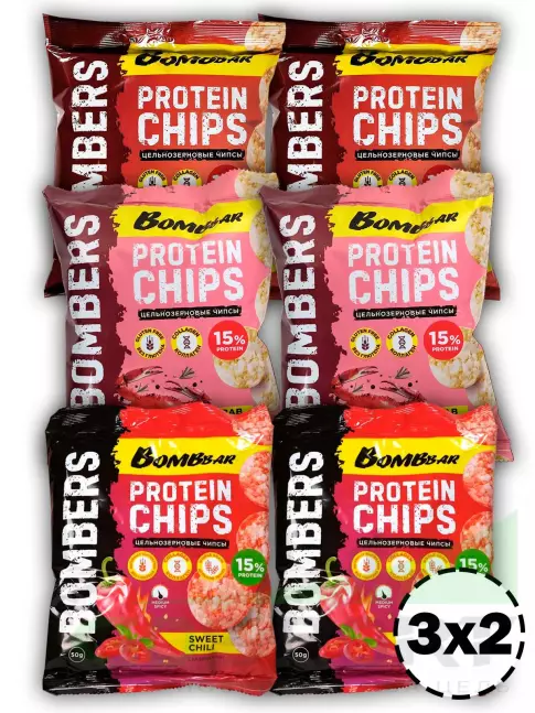 Чипсы BombBar Protein Chips 6 x 50 г, Микс Чипсы BombBar Protein Chips 6 x 50 г, Микс