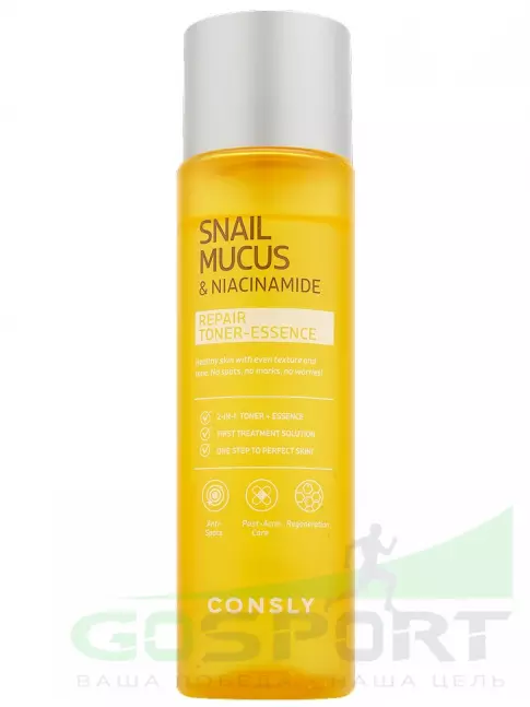Тонеры для лица CONSLY Snail Mucus & Niacinamide Repair Toner-Essence 200 мл Тонеры для лица CONSLY Snail Mucus & Niacinamide Repair Toner-Essence 200 мл