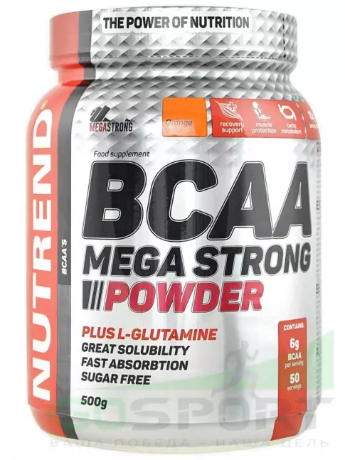 BCAA 4:1:1 NUTREND BCAA MEGA STRONG 4:1:1 500 г, Апельсин BCAA 4:1:1 NUTREND BCAA MEGA STRONG 4:1:1 500 г, Апельсин
