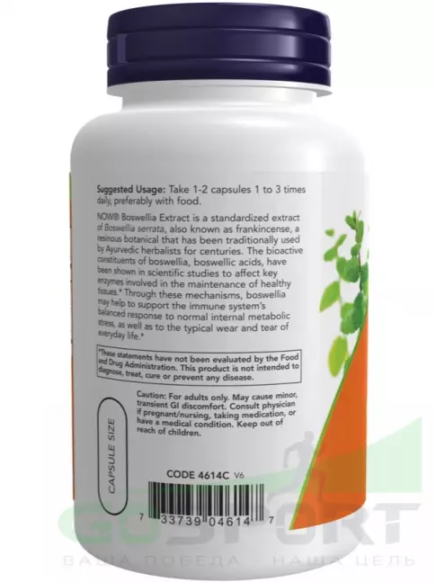 Экстракты NOW Foods Boswellia Extract - Экстракт босвелии 250 мг 120 капсул
