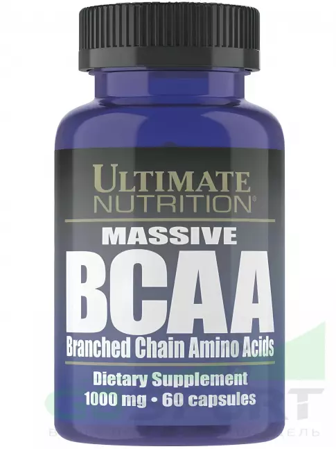 BCAA Ultimate Nutrition Massive BCAA 1000 мг 60 капсул, нейтральный BCAA Ultimate Nutrition Massive BCAA 1000 мг 60 капсул, нейтральный