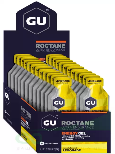 Гель питьевой GU Energy Labs GU ROCTANE Energy Gel no caffeine 24 x 32 г, Лимонад