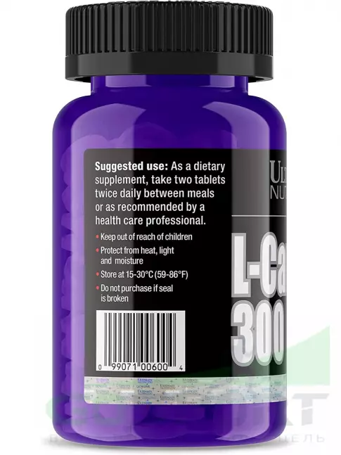 L-Карнитин в капсулах Ultimate Nutrition L-CARNITINE 300 60 таблеток L-Карнитин в капсулах Ultimate Nutrition L-CARNITINE 300 60 таблеток