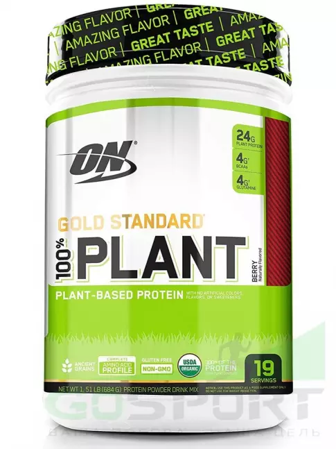 Протеин для веганов Optimum Nutrition 100% Plant Gold Standard 722 г, Ягодный Протеин для веганов Optimum Nutrition 100% Plant Gold Standard 722 г, Ягодный
