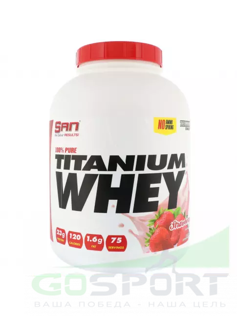Сывороточный протеин SAN 100% Pure Titanium Whey 2240 г, Клубника Сывороточный протеин SAN 100% Pure Titanium Whey 2240 г, Клубника