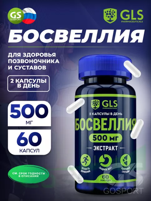 Антиоксиданты GLS pharmaceuticals Босвеллия 500 мг с рутином 60 капсул Антиоксиданты GLS pharmaceuticals Босвеллия 500 мг с рутином 60 капсул