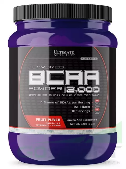 BCAA Ultimate Nutrition BCAA 12000 Powder 228 г, Фруктовый пунш BCAA Ultimate Nutrition BCAA 12000 Powder 228 г, Фруктовый пунш