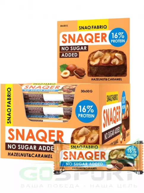Протеиновый батончик SNAQ FABRIQ Snaqer 30 x 50 г, Фундук-карамель Протеиновый батончик SNAQ FABRIQ Snaqer 30 x 50 г, Фундук-карамель