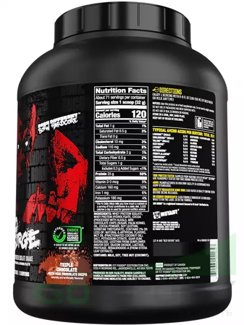Изолят протеина Mutant Iso Surge 2270 г, Тройной шоколад Изолят протеина Mutant Iso Surge 2270 г, Тройной шоколад