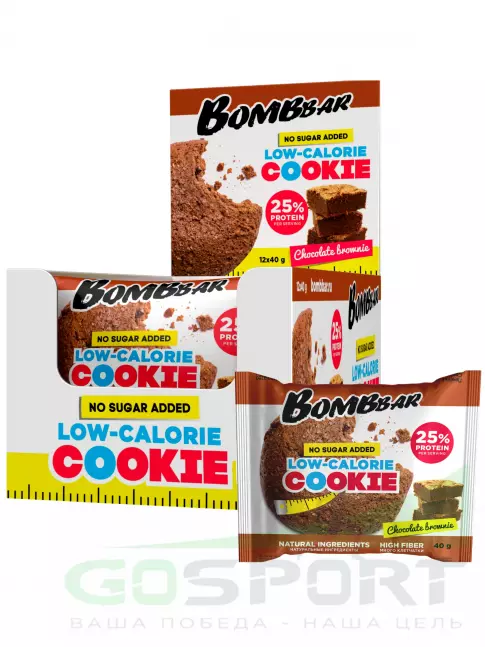 Протеиновый батончик BombBar Protein cookie 12 х 40 г, Шоколадный брауни Протеиновый батончик BombBar Protein cookie 12 х 40 г, Шоколадный брауни