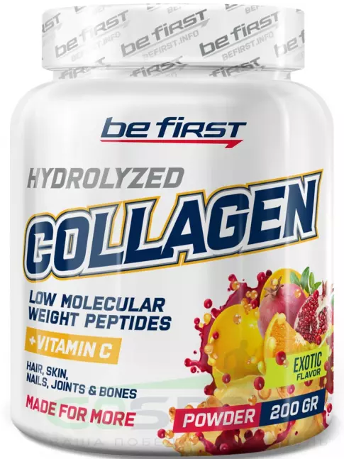 Коллаген 1,2,3 тип Be First Collagen 5000 mg + vitamin C powder (коллаген с витамином С) 200 г, Экзотик