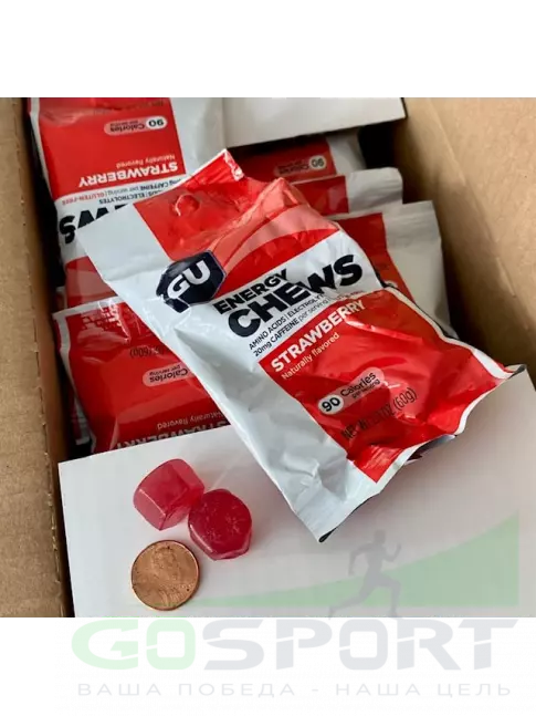 Конфетки GU Energy Labs Мармеладки Energy Chews caffeine 20 mg 5 x 60 г, Клубника Конфетки GU Energy Labs Мармеладки Energy Chews caffeine 20 mg 5 x 60 г, Клубника