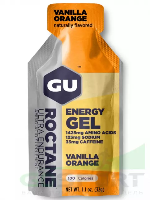 Гель питьевой GU Energy Labs GU ROCTANE Energy Gel 35mg caffeine 24 x 32 г, Ваниль-Апельсин Гель питьевой GU Energy Labs GU ROCTANE Energy Gel 35mg caffeine 24 x 32 г, Ваниль-Апельсин