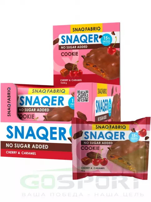 Протеиновый батончик SNAQ FABRIQ Печенье SNAQER 10 x 45 г, Вишня - карамель Протеиновый батончик SNAQ FABRIQ Печенье SNAQER 10 x 45 г, Вишня - карамель