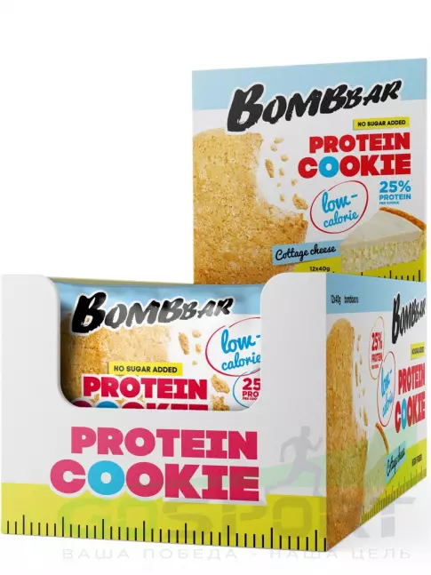Протеиновый батончик BombBar Protein cookie 12 x 40 г, Творожный