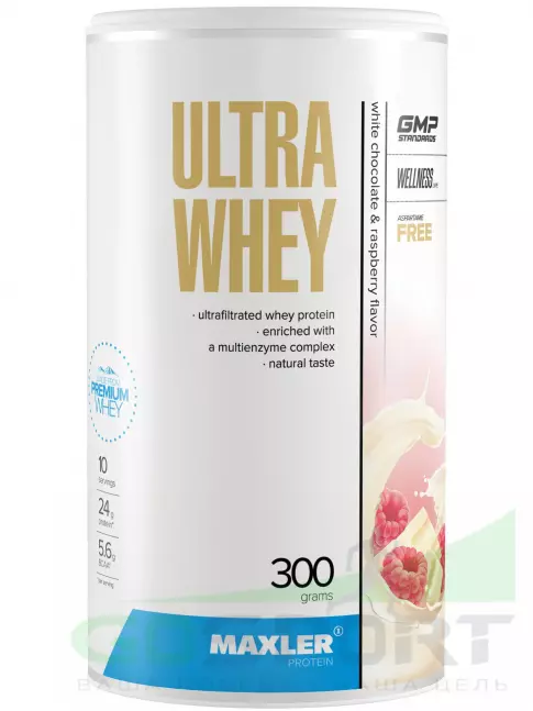 Сывороточный протеин MAXLER Ultra Whey 300 г, Белый шоколад с малиной Сывороточный протеин MAXLER Ultra Whey 300 г, Белый шоколад с малиной