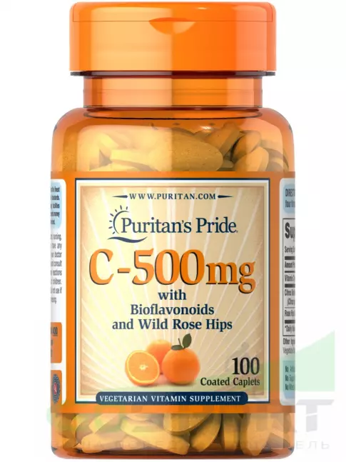 Витамин C Puritan's Pride Vitamin C-500 mg with Bioflavonoids & Rose Hips 100 таблеток Витамин C Puritan's Pride Vitamin C-500 mg with Bioflavonoids & Rose Hips 100 таблеток