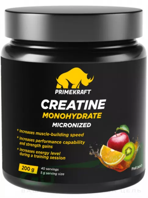 Креатин моногидрат PRIMEKRAFT Creatine Monohydrate 4500 mg 200 г, Фруктовый пунш Креатин моногидрат PRIMEKRAFT Creatine Monohydrate 4500 mg 200 г, Фруктовый пунш