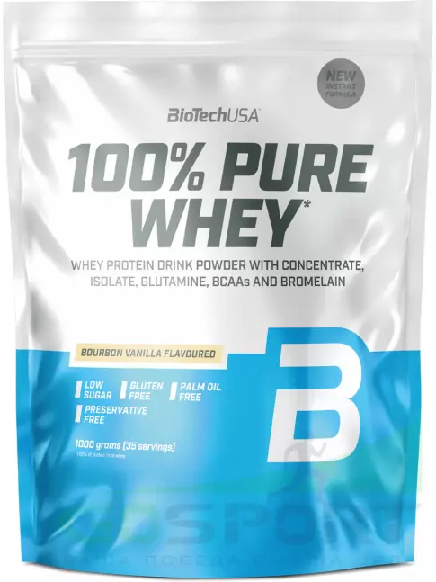 Сывороточный протеин BioTechUSA 100% Pure Whey 1000 г, Бурбонская ваниль Сывороточный протеин BioTechUSA 100% Pure Whey 1000 г, Бурбонская ваниль
