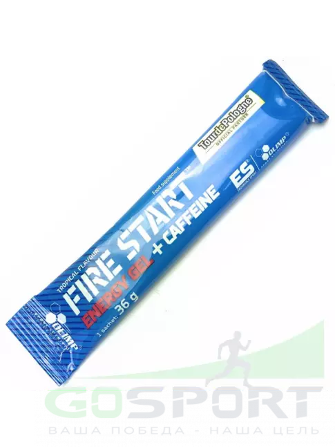 Гель питьевой OLIMP Fire Start Energy Gel + Caffeine 36 г, Тропический Гель питьевой OLIMP Fire Start Energy Gel + Caffeine 36 г, Тропический