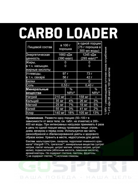 Углеводная загрузка SPONSER CARBO LOADER 1200 г, Цитрус-Апельсин Углеводная загрузка SPONSER CARBO LOADER 1200 г, Цитрус-Апельсин