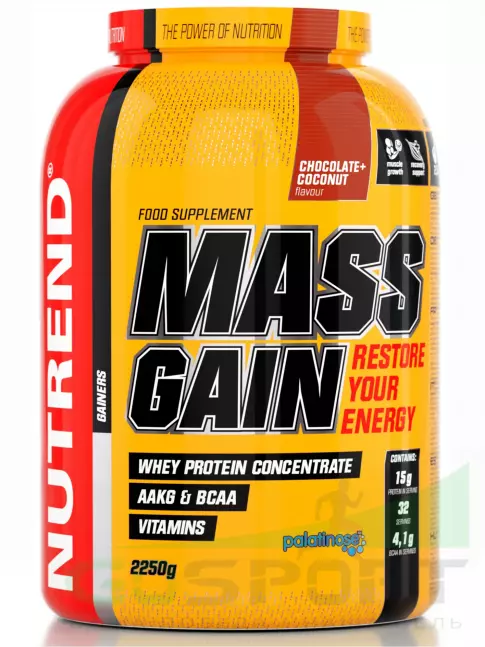Гейнер NUTREND MASS GAIN 2250 г, Шоколад-кокос