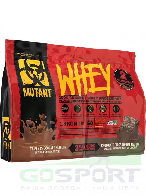 Сывороточный протеин Mutant Whey 1800 г, Тройной Шоколад - Брауни с Шоколадной Помадкой