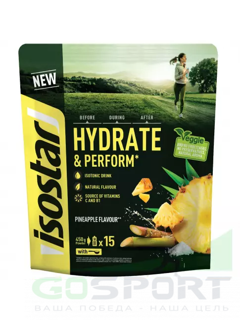 Изотоник Isostar Hydrate & Perform 450 г, Ананас Изотоник Isostar Hydrate & Perform 450 г, Ананас