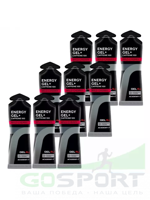 Гель питьевой GEL4U Energy GEL + Caffeine 100 9 x 60 г, Вишня Гель питьевой GEL4U Energy GEL + Caffeine 100 9 x 60 г, Вишня