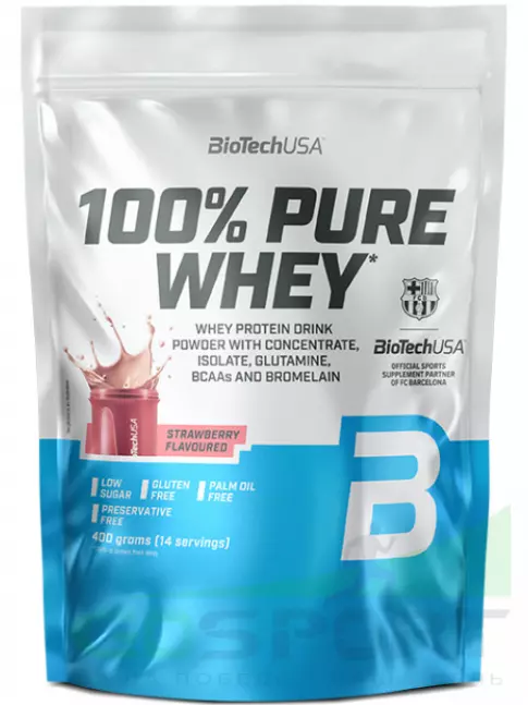 Сывороточный протеин BioTechUSA 100% Pure Whey 400 г, Клубника Сывороточный протеин BioTechUSA 100% Pure Whey 400 г, Клубника