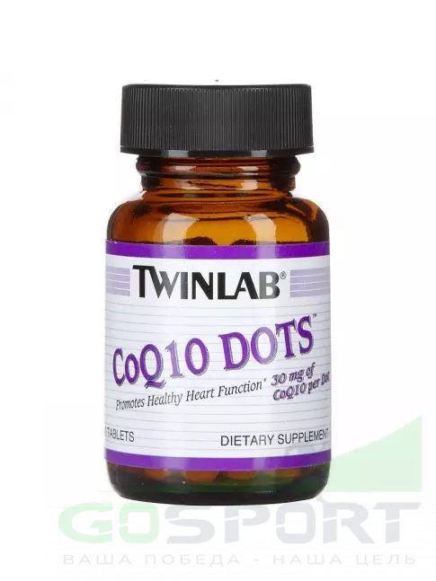 Коэнзим Q10 Twinlab CoQ10 Dots 60 таблеток, Апельсин Коэнзим Q10 Twinlab CoQ10 Dots 60 таблеток, Апельсин