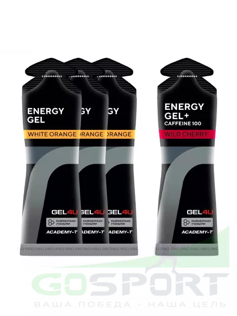 Гель питьевой GEL4U Energy Gel MIX 4 x 60 г, Апельсин, Вишня №2