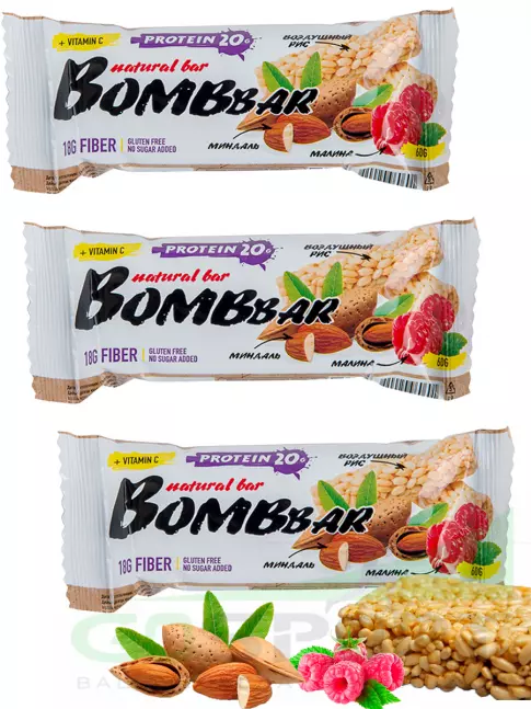 Протеиновый батончик BombBar Протеиновый батончик Natural Bar 3 x 60 г, Рисовый Протеиновый батончик BombBar Протеиновый батончик Natural Bar 3 x 60 г, Рисовый