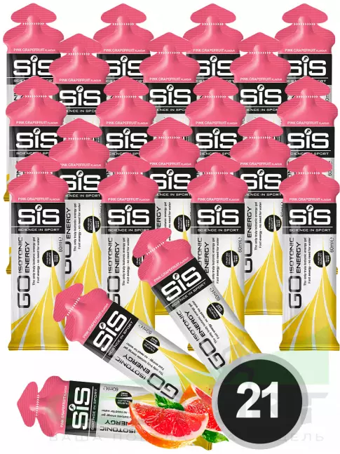 Гель питьевой SCIENCE IN SPORT (SiS) GO Isotonic Energy Gels 21 x 60 мл, Розовый грейпфрут