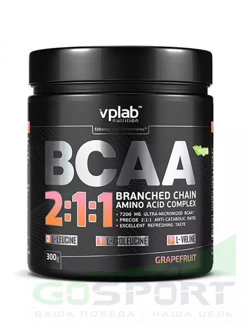 BCAA VP Laboratory BCAA 2:1:1 300 г, Грейпфрут BCAA VP Laboratory BCAA 2:1:1 300 г, Грейпфрут
